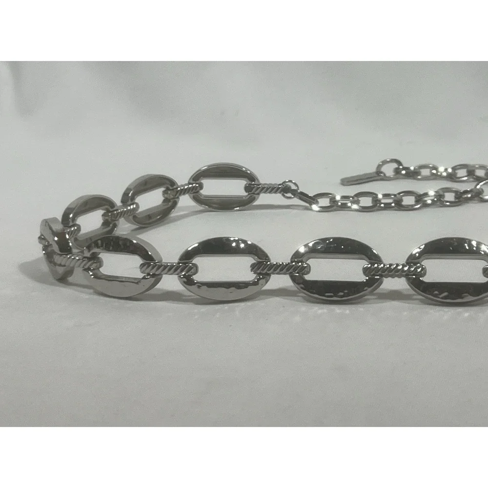 Womens Silver Metal Belt Adjustable Up To 38 Minimalist Y2K Statement Waist